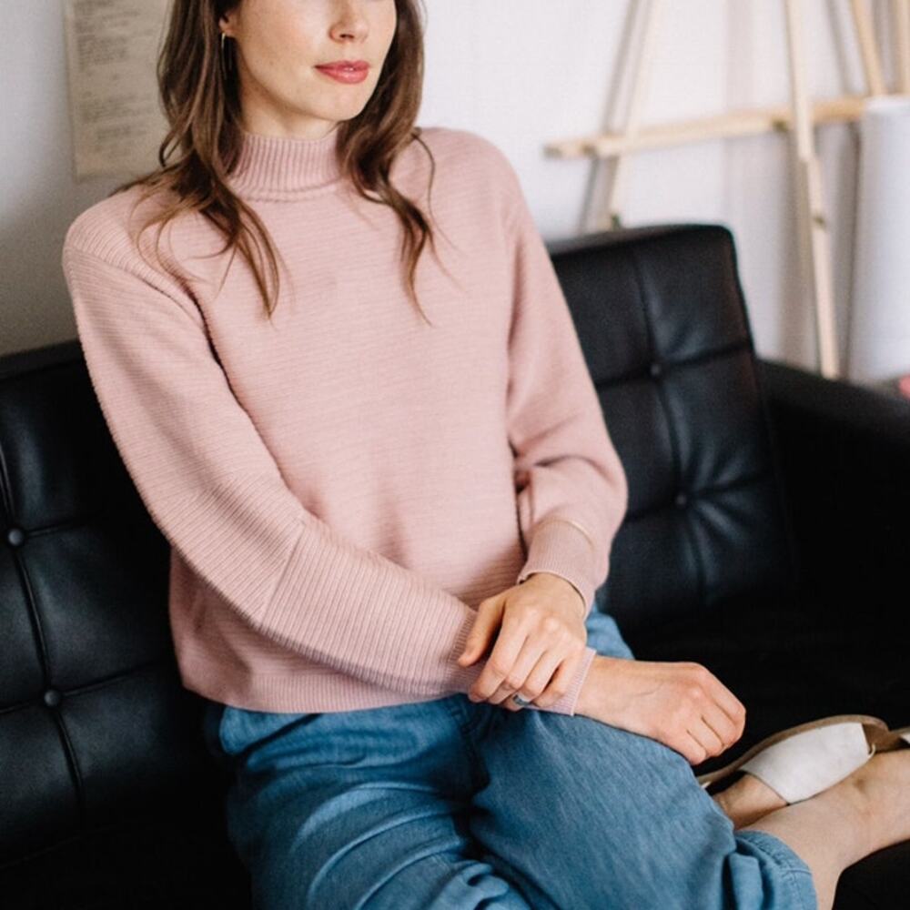 Topshop Mauve Rose Knit Balloon Sleeve Sweater Size 6